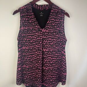 Worthington Pink‎ and Black Patterned Sleeveless Top.